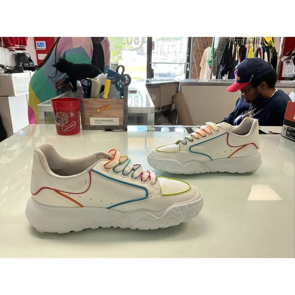 Alexander McQueen Court Trainer White Multi Sneaker 676691-WIA9P-9035 Size 40.5